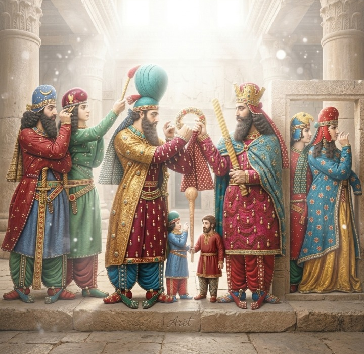 تاج‌گذاری اردشیر بابکان در معبد آناهیتا : پیوند مقدس دین و سیاست در گهواره ساسانیان